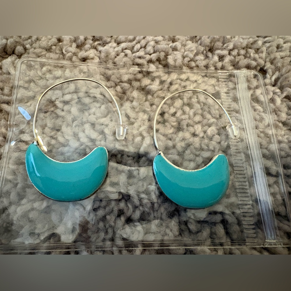 Turquoise Crescent Hoop Earrings - NWOT